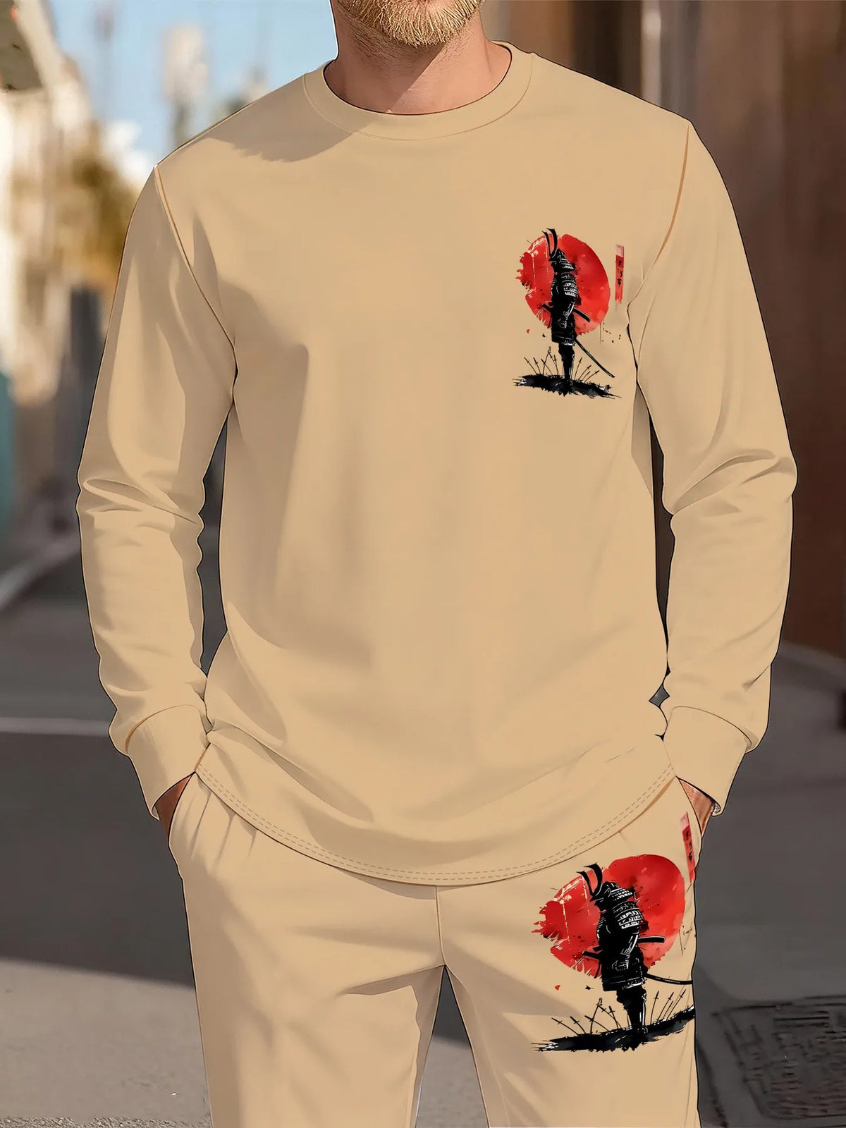 Men's Graphic Print Sweatshirt & Pants Set