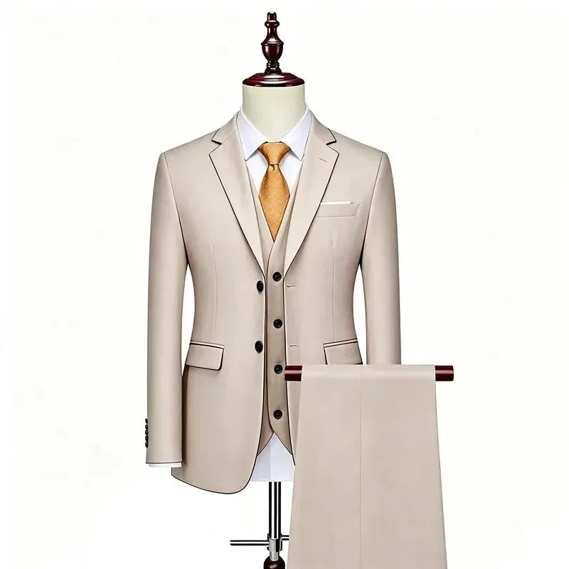 Men's Slim Fit Jacket, Vest & Trouser Set