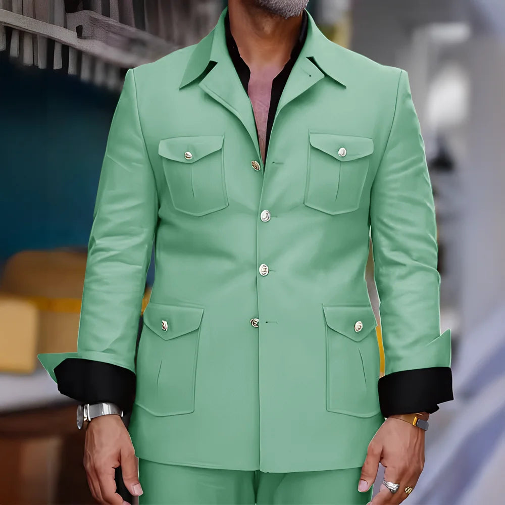 Men's Safari-Collar Jacket & Trouser Set