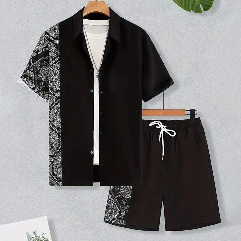 Men's Animal Print Top & Shorts Set