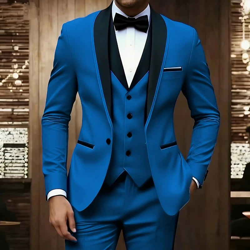 Men's Three-Piece Groom & Groomsman Suit
