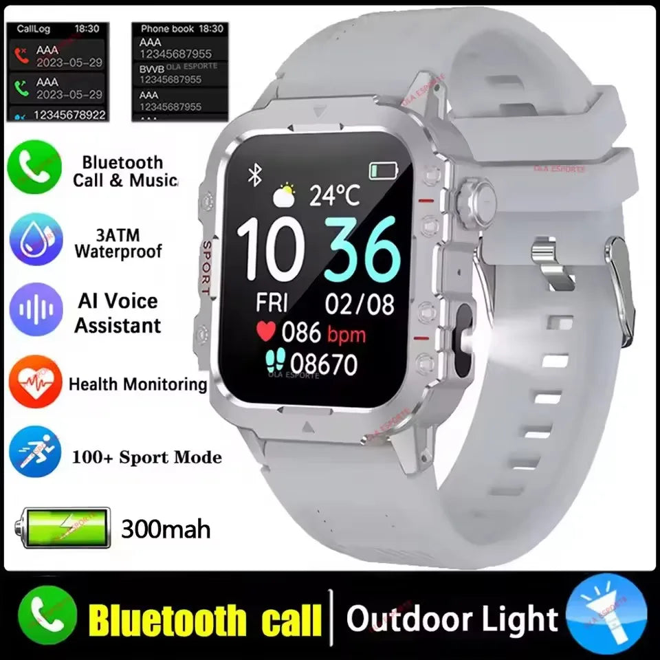 Outdoor 1.73-Inch Calling Smartwatch with Flashlight