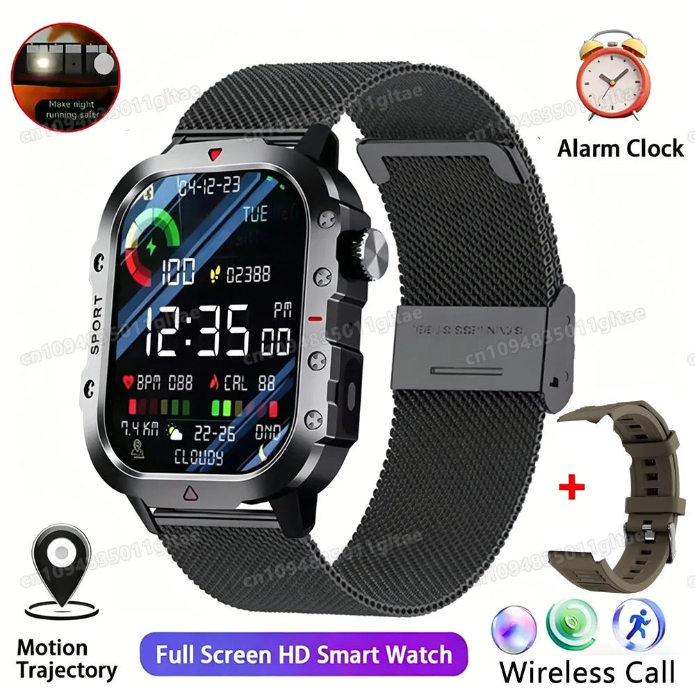 Outdoor 1.73-Inch Calling Smartwatch with Flashlight