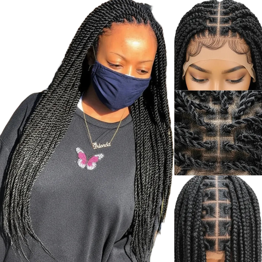 Twist Braided Wig Box Braided Lace Front Wig Synthetic Full Lace - OSASCO