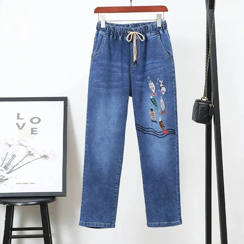 Women's High-Waist Stretch Straight-Leg Jeans — product view