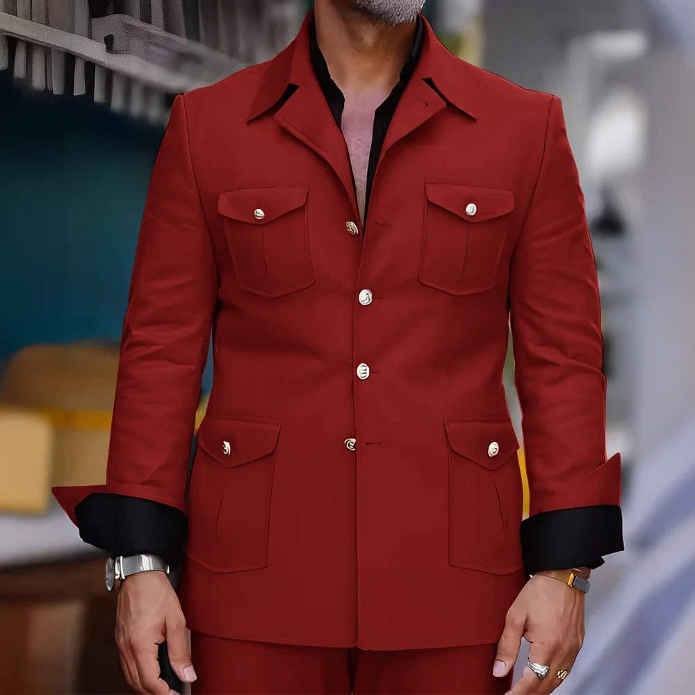 Men's Safari-Collar Jacket & Trouser Set