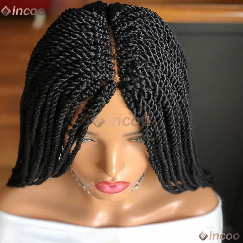 Synthetic Full Lace Braided Wig Blonde Twist Braids Wig Knotless Box - OSASCO