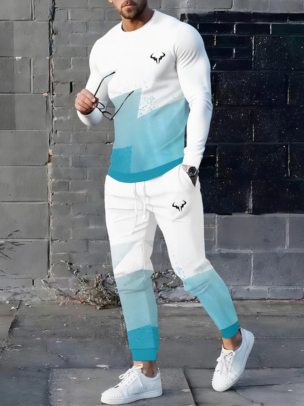 Men's Graphic Print Sweatshirt & Pants Set
