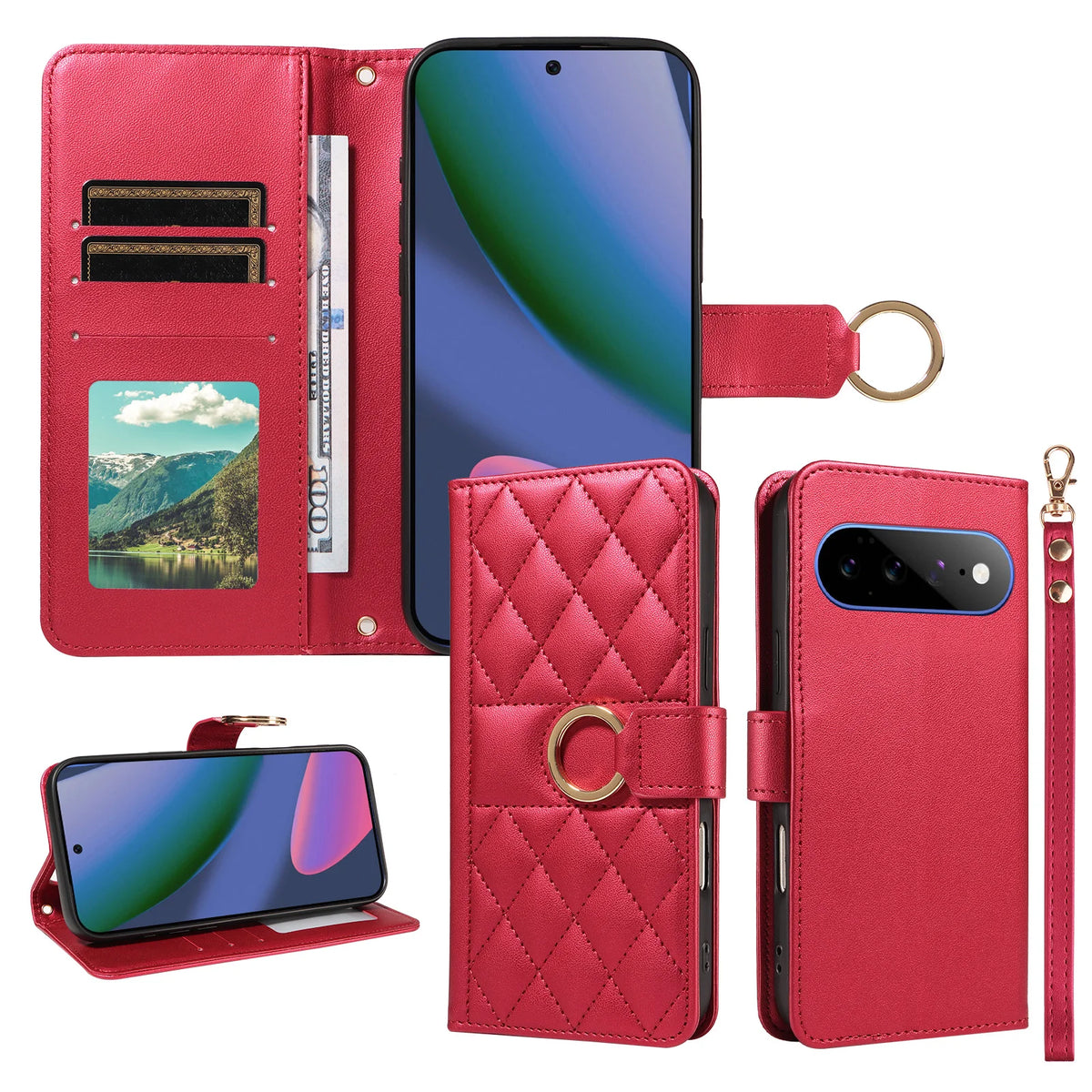 Textured Flip Wallet Phone Case for Google Pixel 8a, Google Pixel 8 Pro, Google Pixel 9, Google Pixel 9 Pro XL, Google Pixel 9a, Google Pixel 9 Pro, Google Pixel 10, Google Pixel 10a, Google Pixel 10 Pro XL & More Models