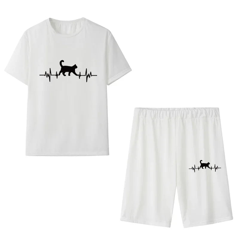 Women's Graphic Print Top & Shorts Set