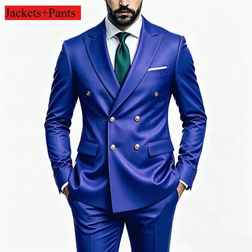 Men's Peak-Lapel Suit with Gold-Tone Buttons