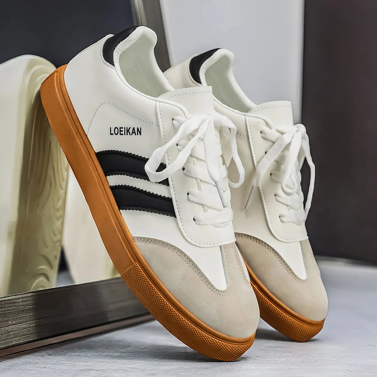 Men's Contrast-Stripe Gum-Sole Sneakers