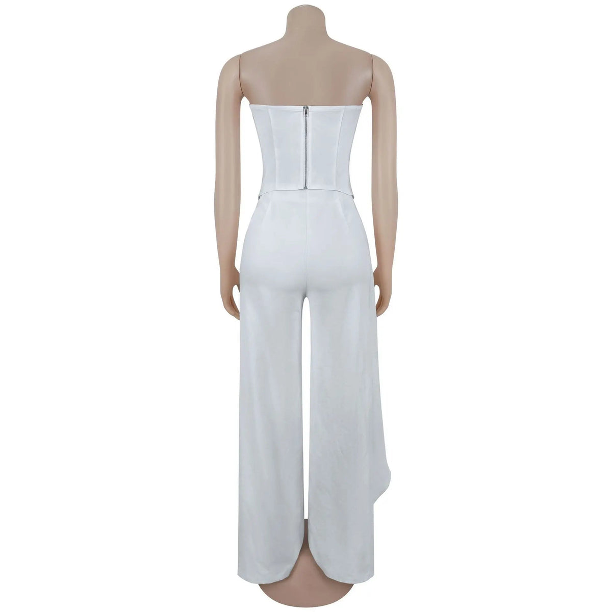 Women's Ruched Strapless Top & Wide-Leg Pants Set