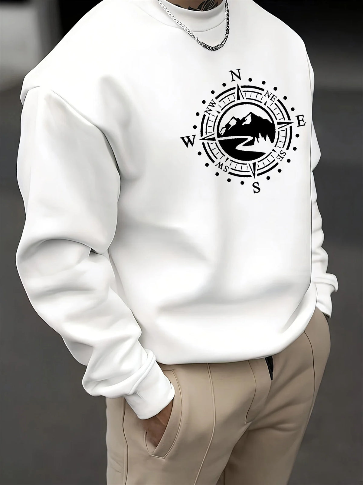 Men's Mountain Print Long-Sleeve Casual Shirt