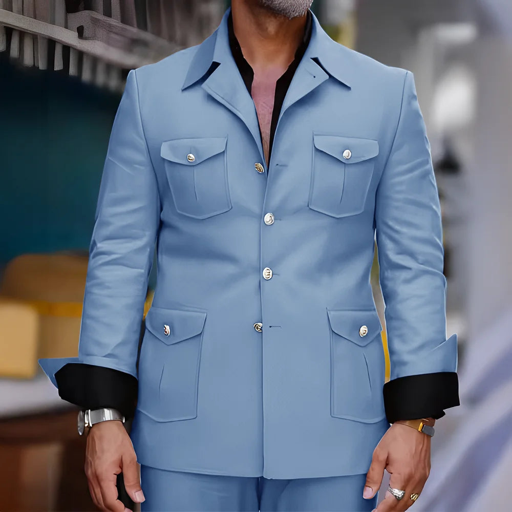 Men's Safari-Collar Jacket & Trouser Set