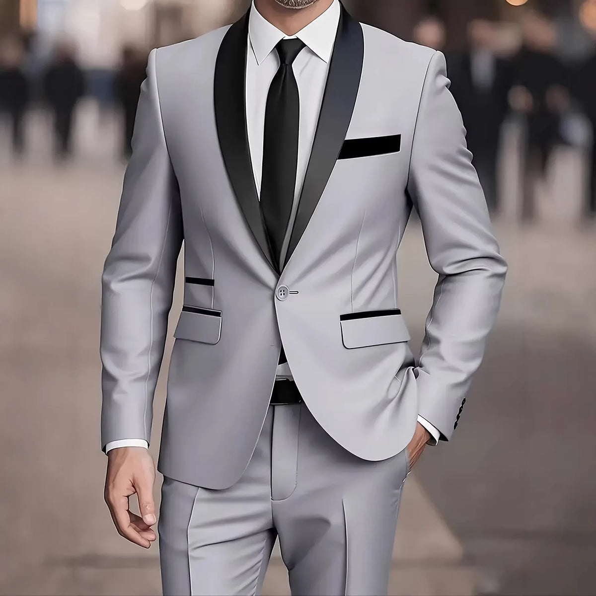 Men's Single-Button Slim Fit Two-Piece Suit