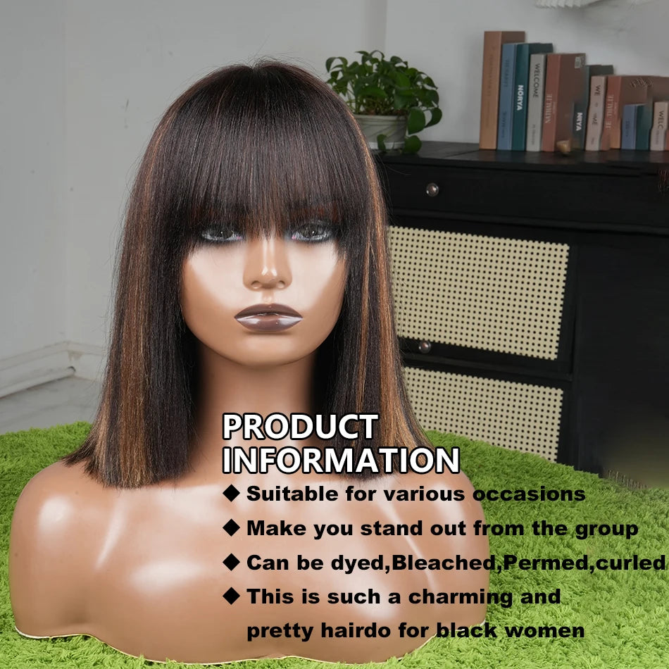 Glueless Women's Black Straight Human Hair Wig — product view