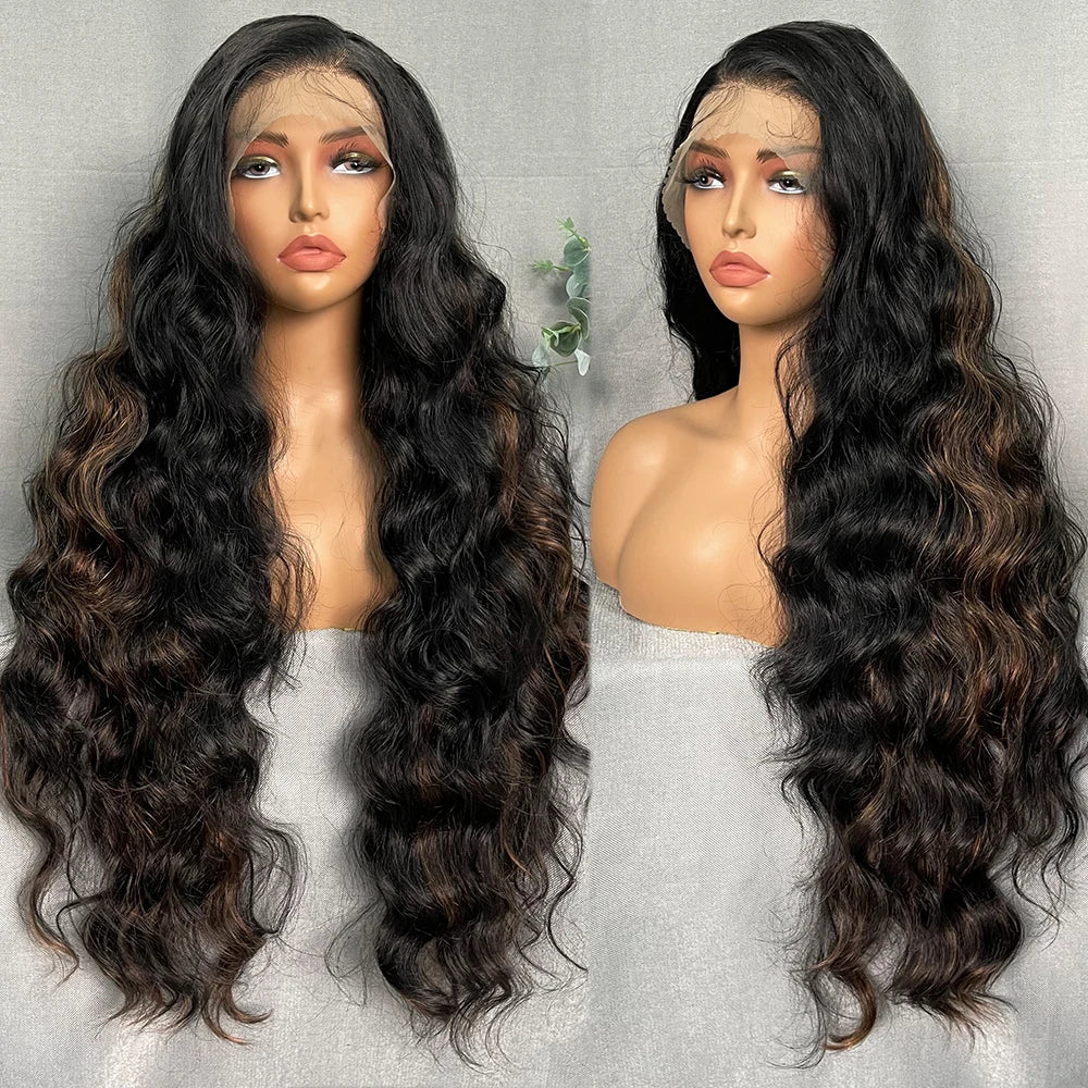 Light Brown Synthetic Lace Wig Super Long Loose Wave 13x6 Lace - OSASCO