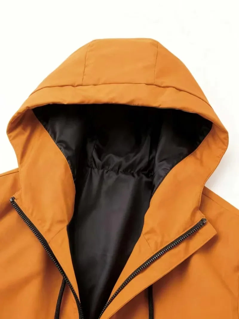 Men's Letter Print Hooded Zip-Up Jacket