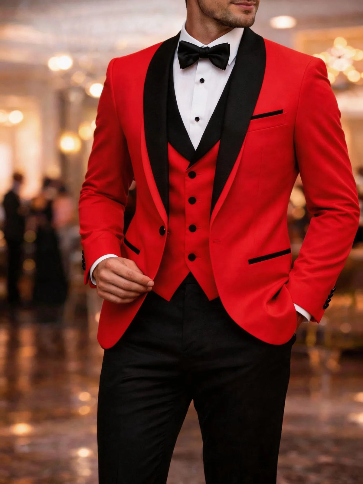Men's Colour-Block Three-Piece Suit