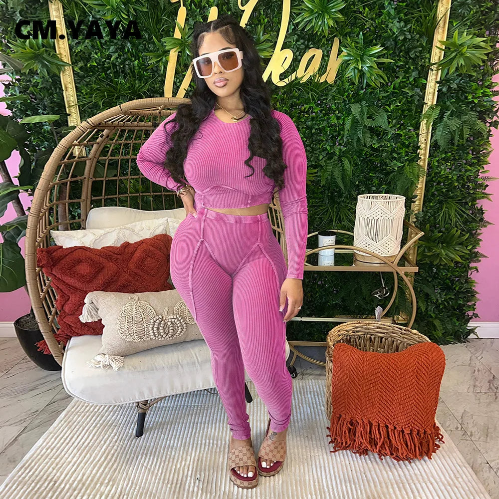 Women's Ribbed Top & Leggings Set