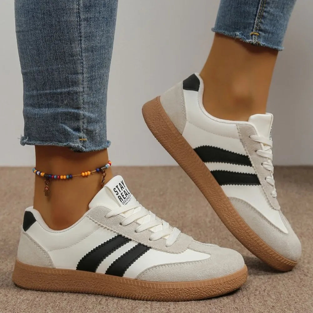 Women's Striped Lace-Up Sneakers — product view