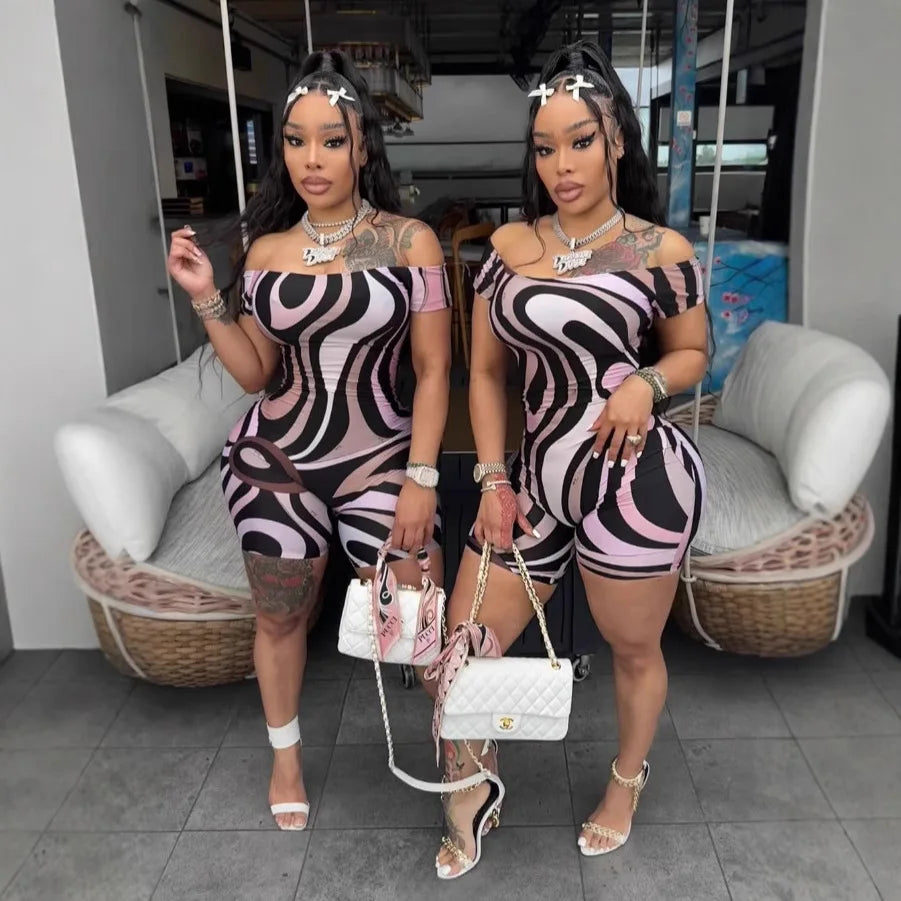 Women's Geometric-Print Slash-Neck Jumpsuit
