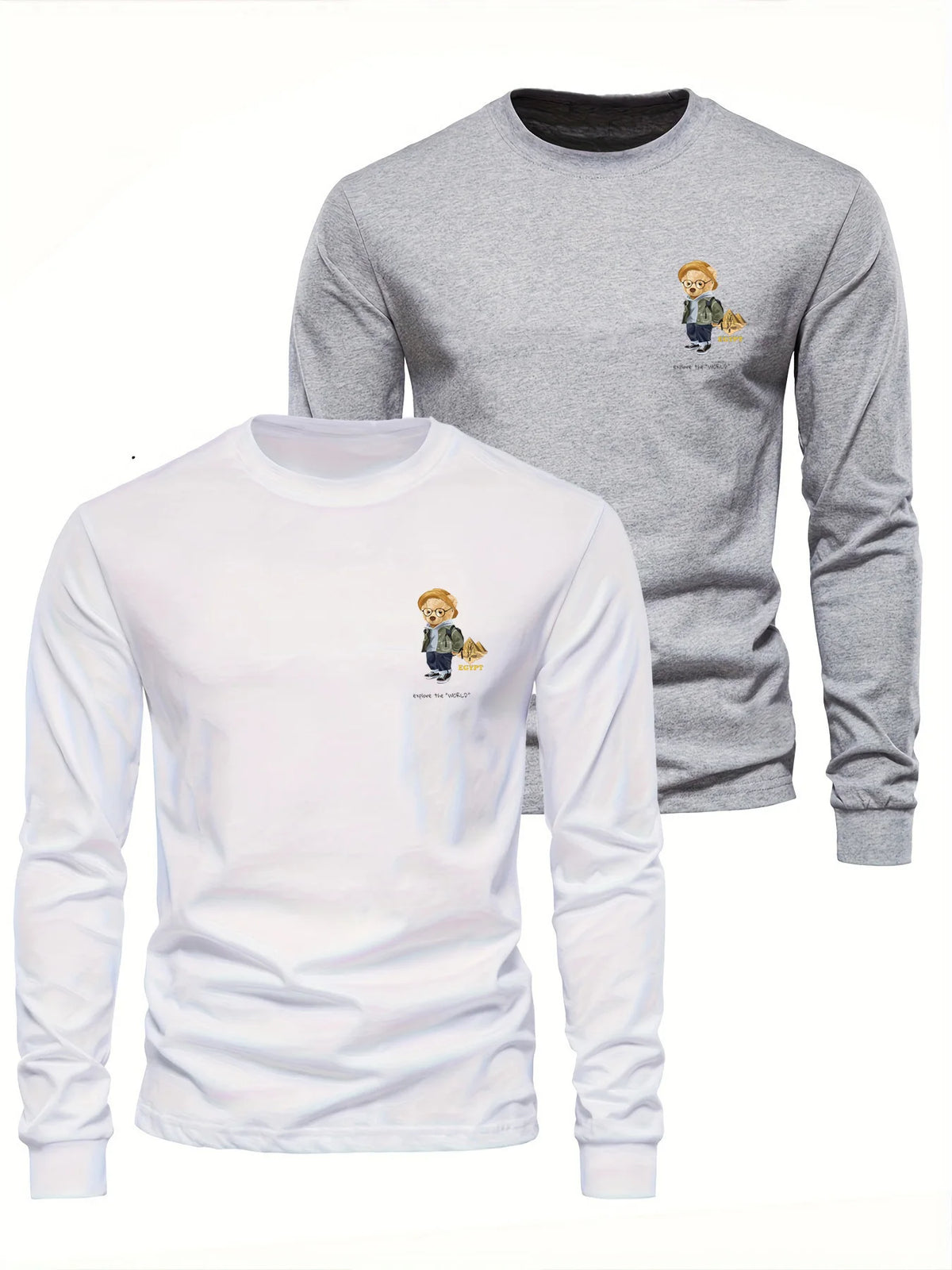 Men's Animal Print Long-Sleeve Casual T-Shirt