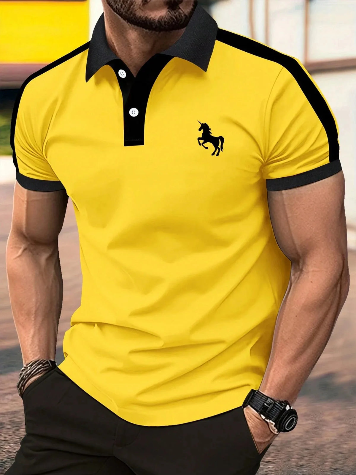 Men's Graphic Print Short-Sleeve Polo Shirt
