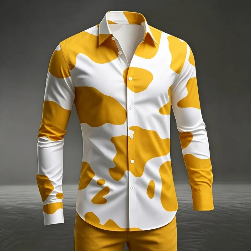 Men's Animal Print Long-Sleeve Casual Shirt