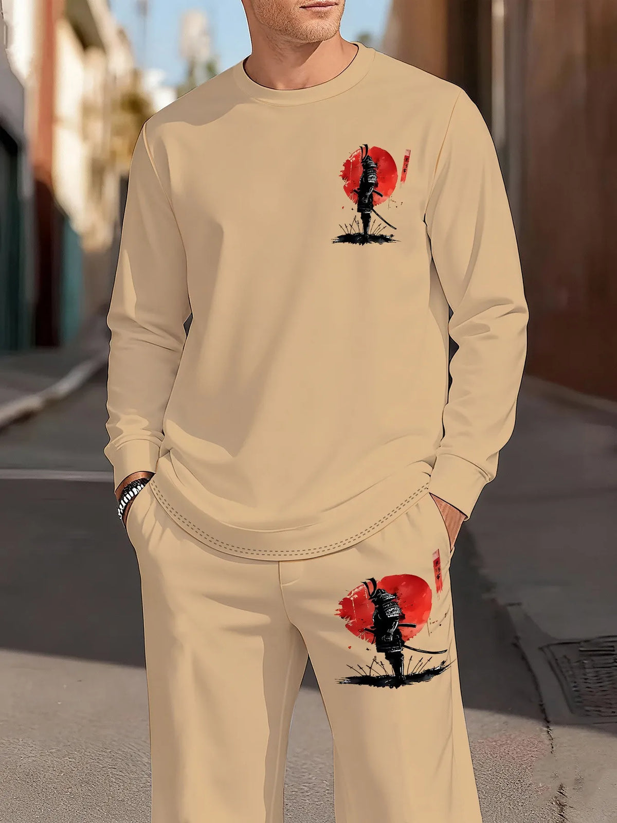 Men's Graphic Print Sweatshirt & Pants Set