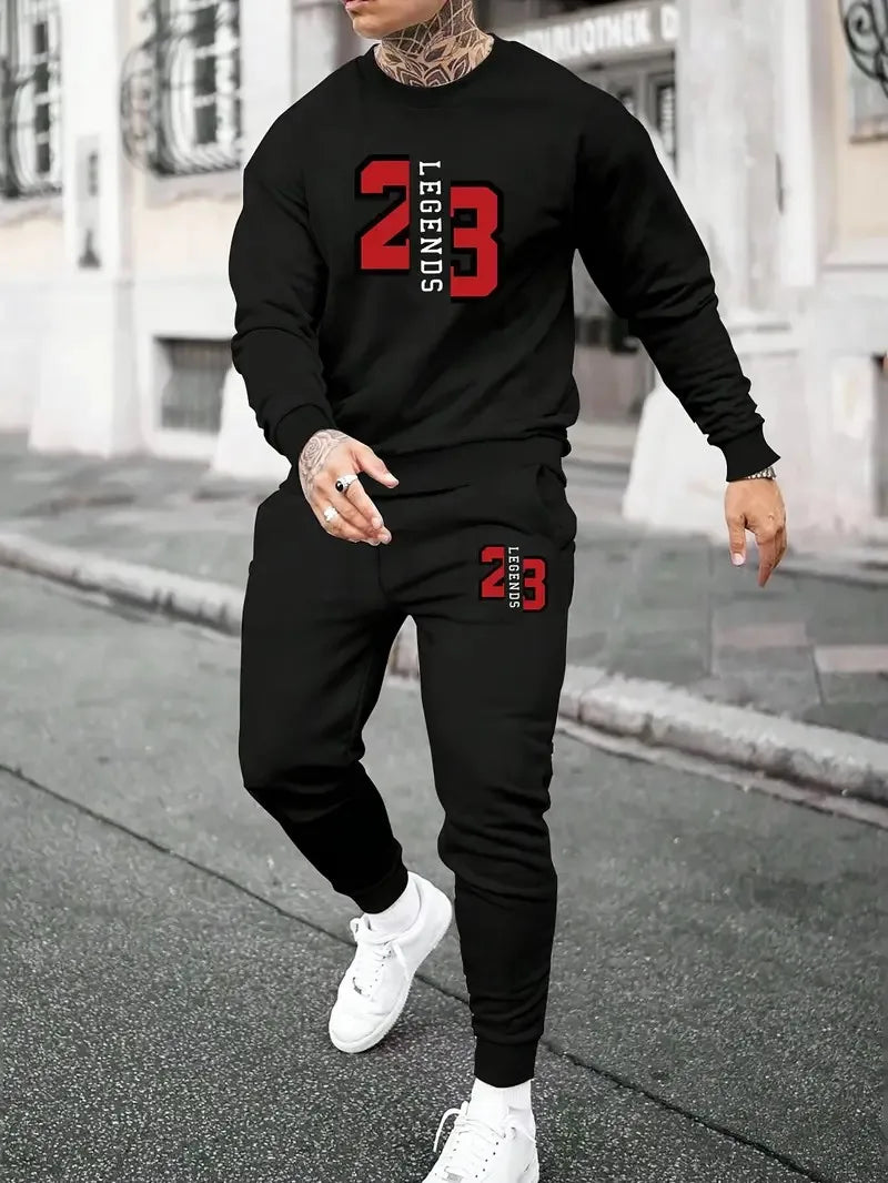 Men's Graphic Print Hoodie & Pants Set