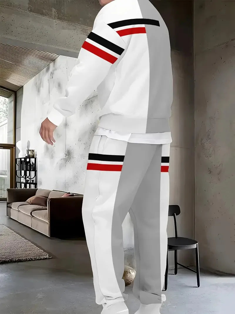 Men's Striped Sweatshirt & Pants Set