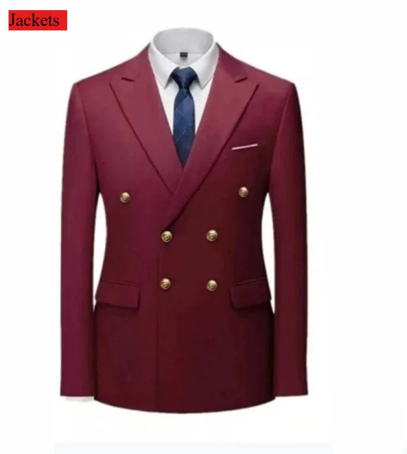 Men's Double-Breasted Suit with Gold-Tone Buttons