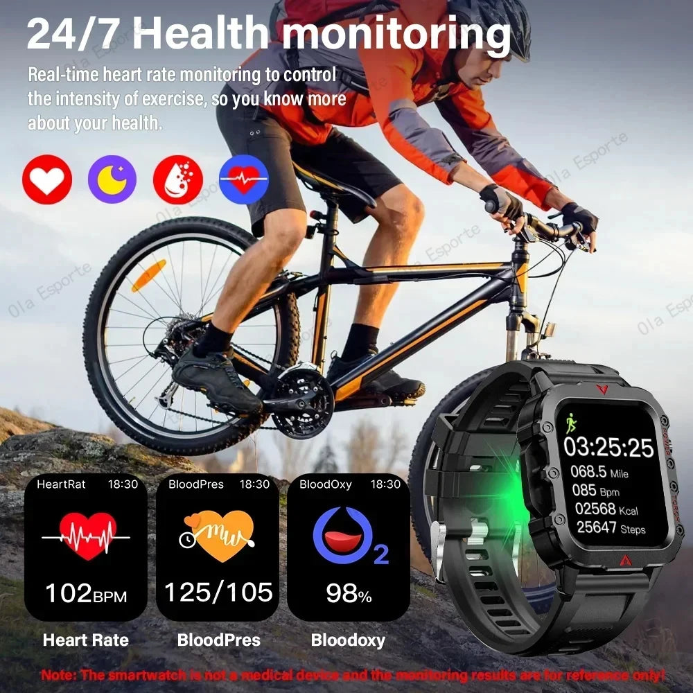Outdoor 1.73-Inch Smartwatch with Flashlight