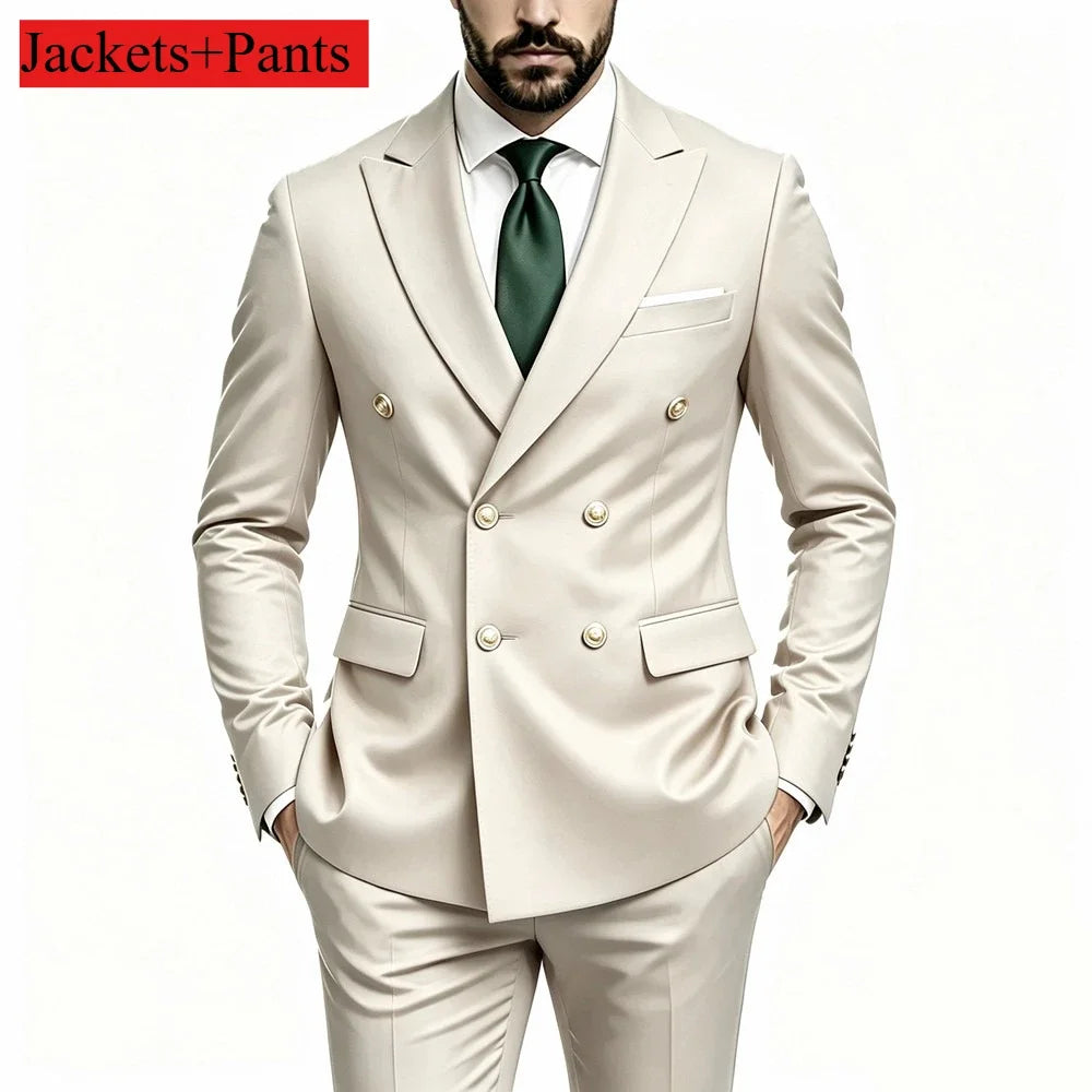 Men's Peak-Lapel Suit with Gold-Tone Buttons