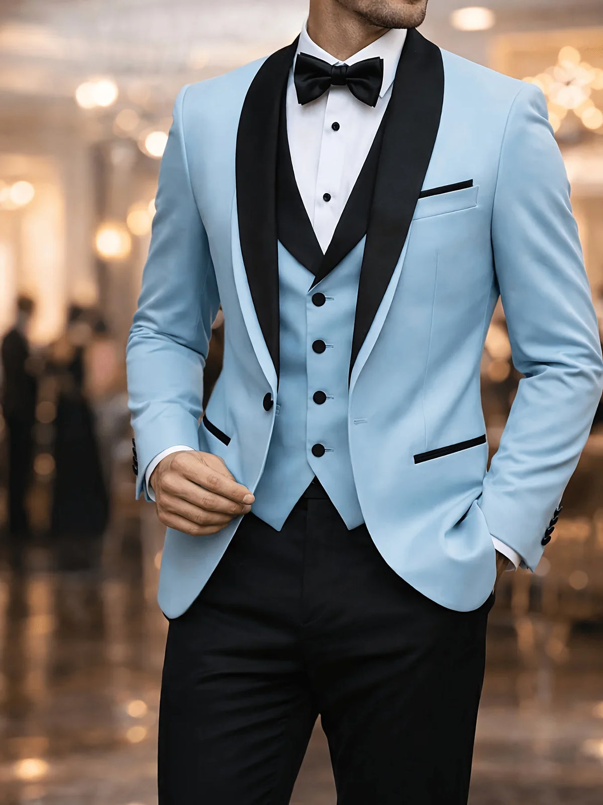 Men's Colour-Block Three-Piece Suit