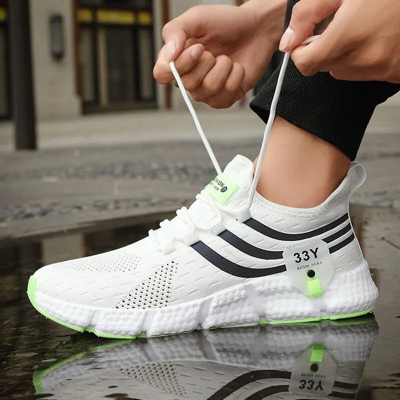 Men's Black Mesh Athletic Sneakers
