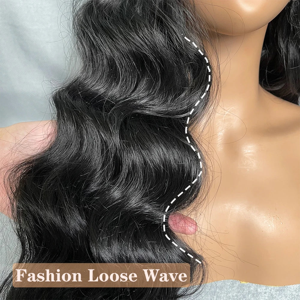 Light Brown Synthetic Lace Wig Super Long Loose Wave 13x6 Lace - OSASCO