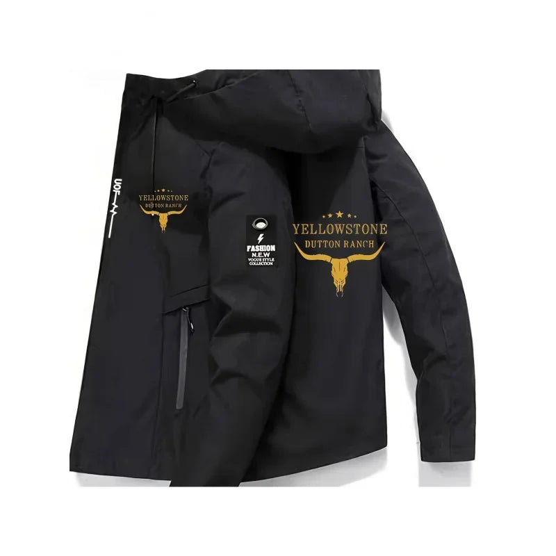 Men's Graphic Print Hooded Zip-Up Jacket