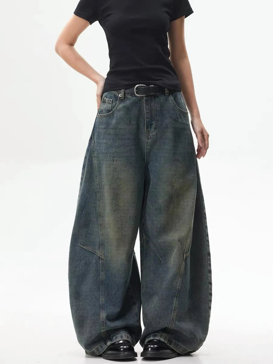 Women's Vintage-Wash Wide-Leg Jeans — product view