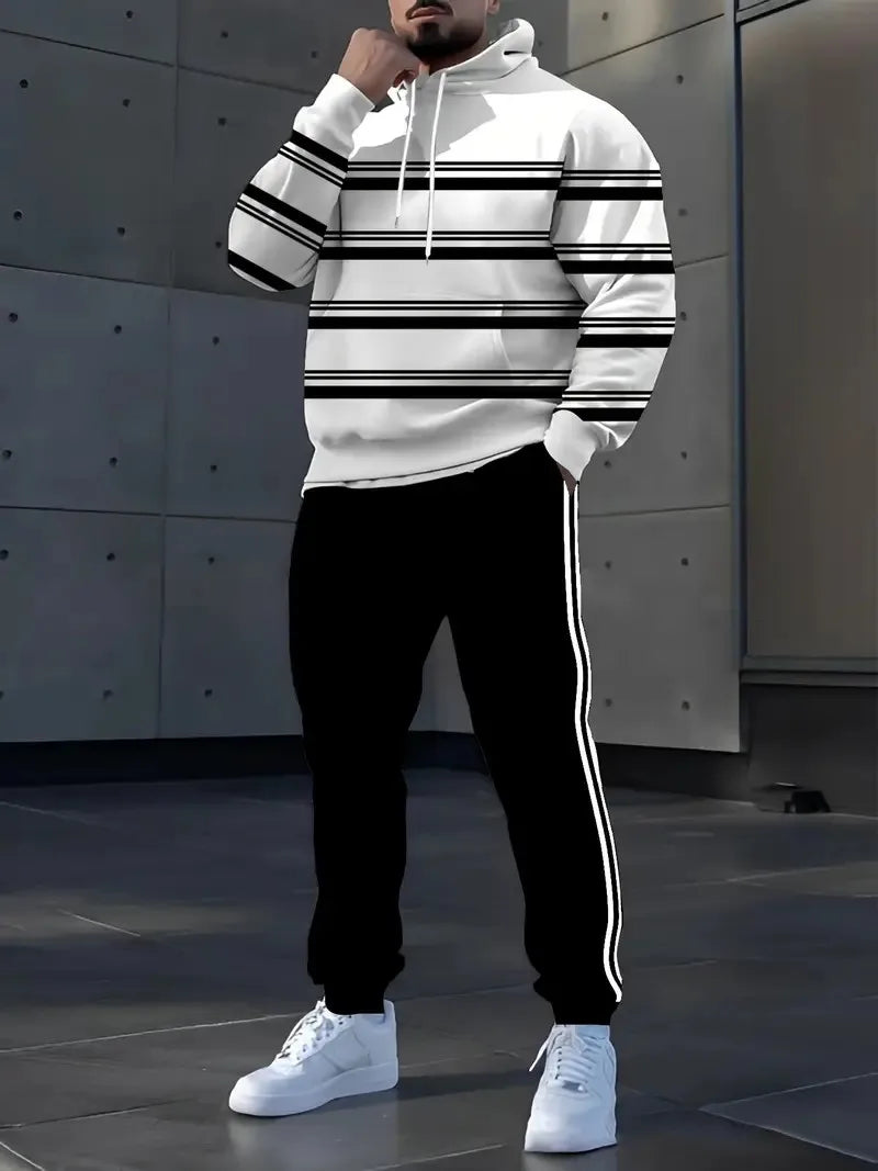 Men's Striped Casual Outfit Set