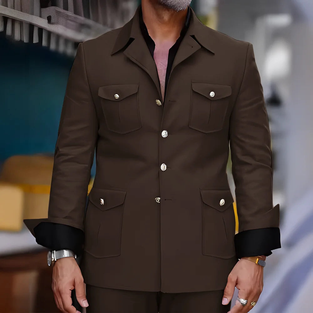 Men's Safari-Collar Jacket & Trouser Set