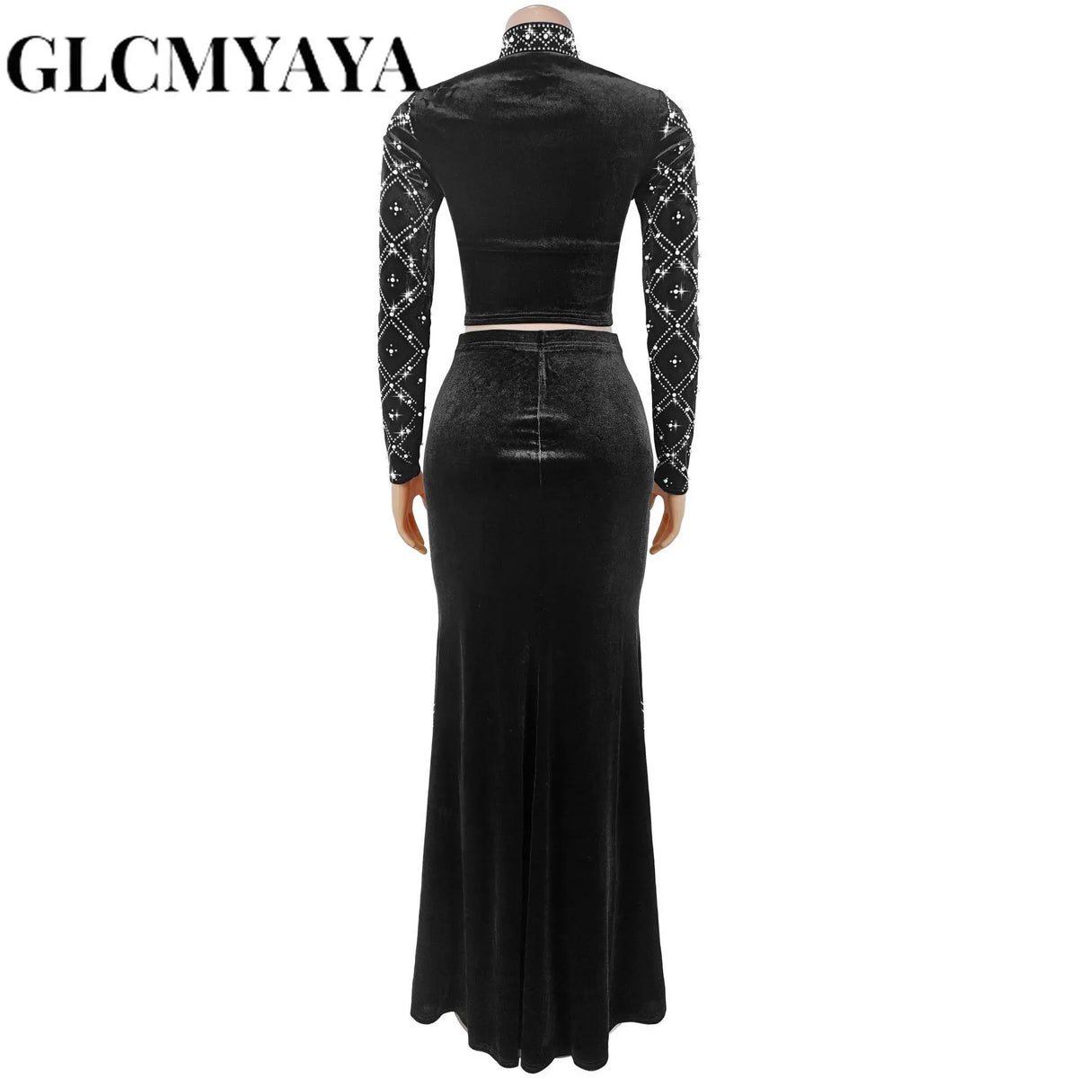Women's Rhinestone-Detail Top & Maxi Skirt Set