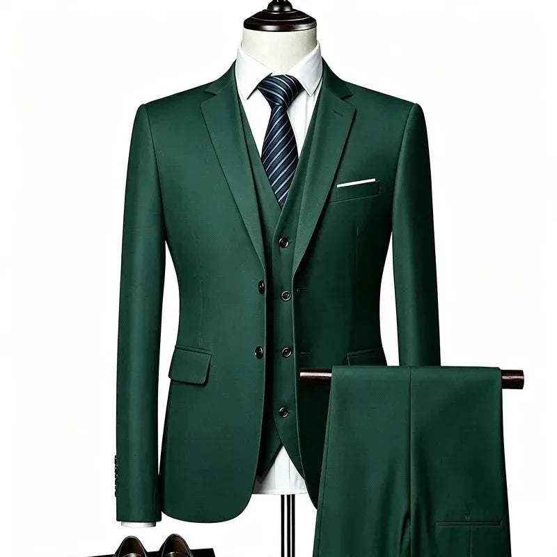 Men's Slim Fit Jacket, Vest & Trouser Set