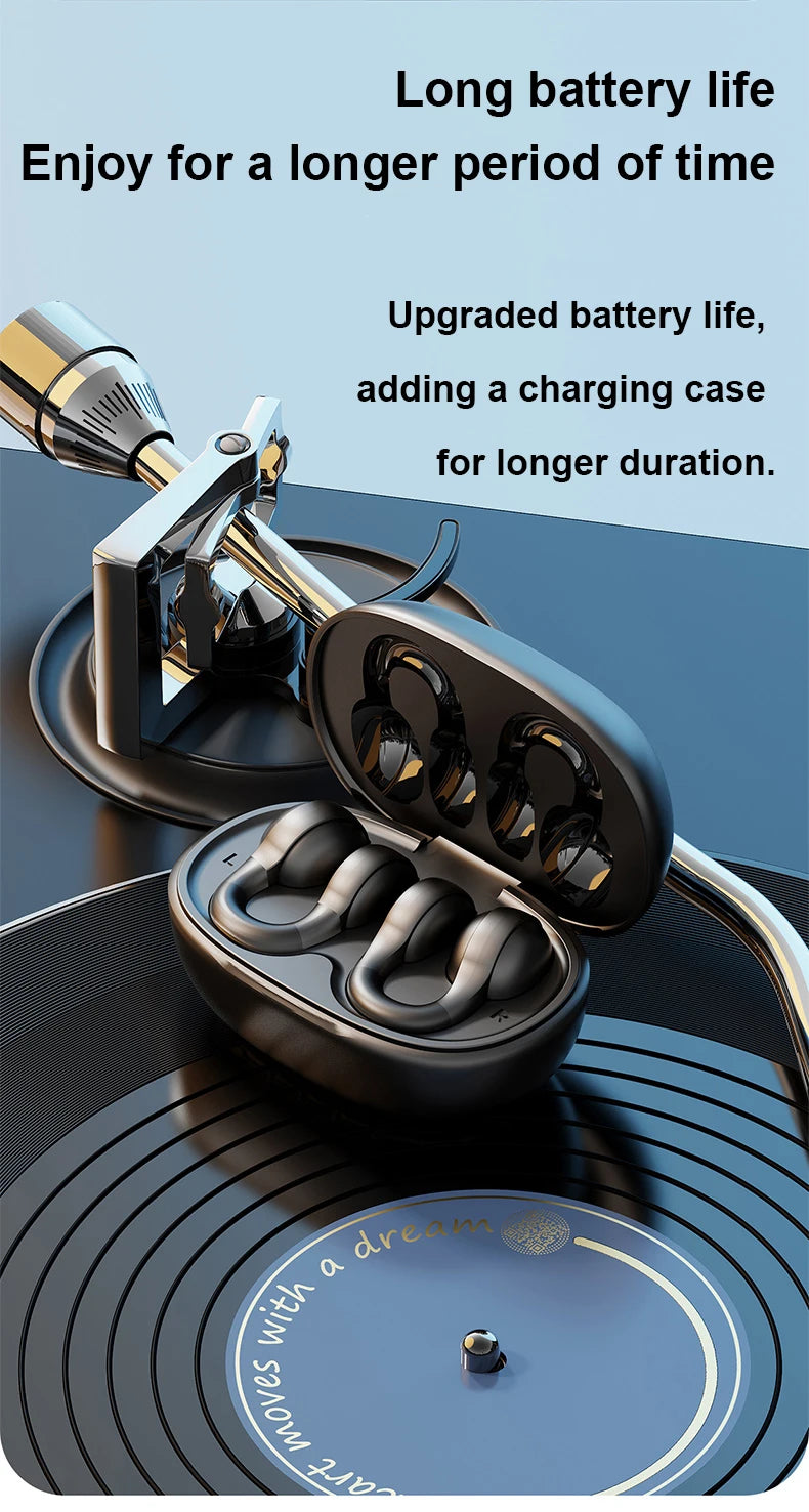 Open-Ear Clip Wireless Earbuds with Digital Power Display