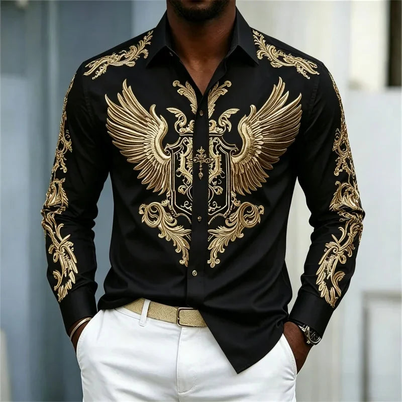 Men's Animal Print Long-Sleeve Casual Shirt