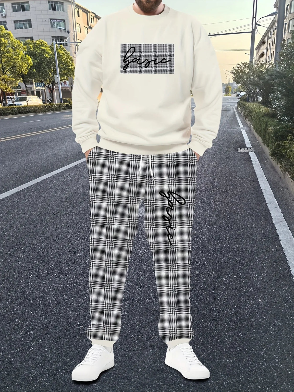 Men's Graphic Print Sweatshirt & Pants Set