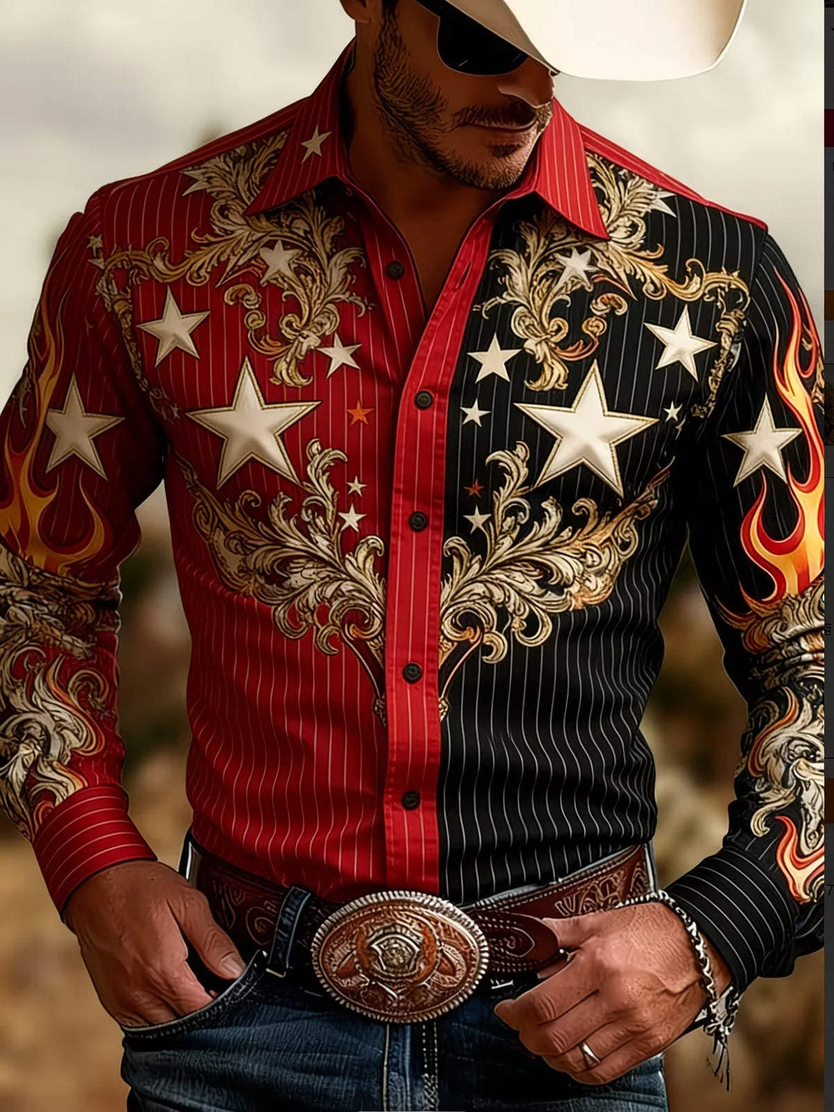 Men's Striped Long-Sleeve Casual Shirt