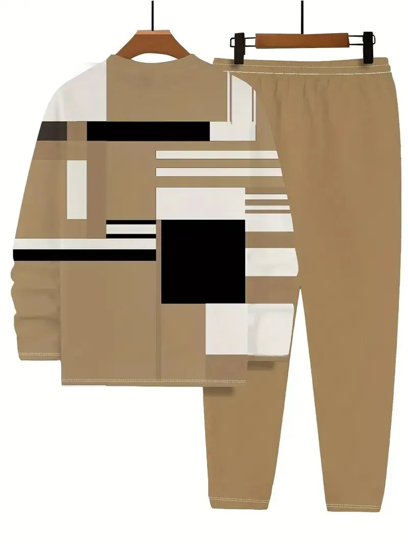Men's Graphic Print Sweatshirt & Pants Set